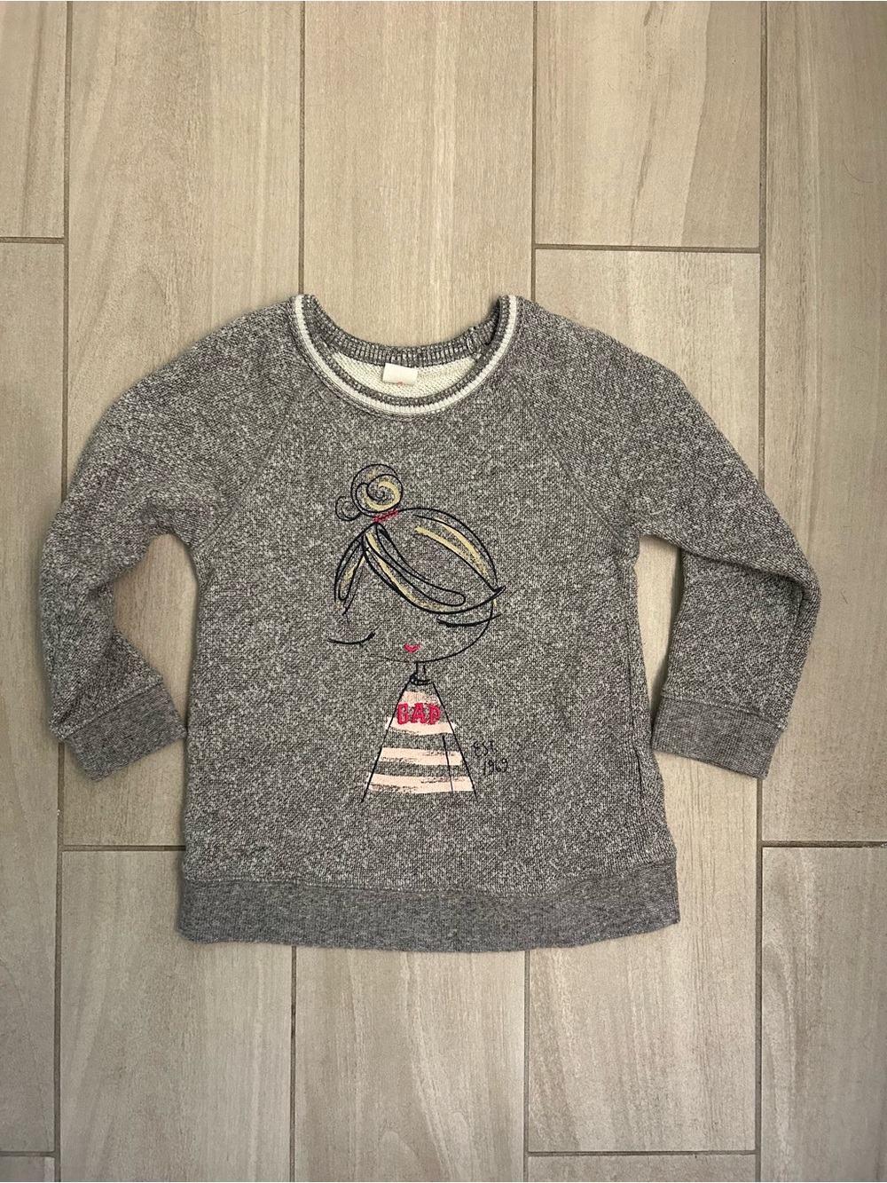 GAP Girls Gray Sweater with Cute Graphic